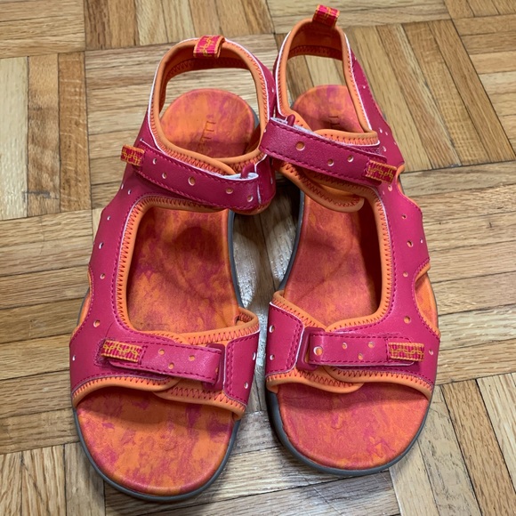 L.L. Bean Shoes - L.L Bean Pink Orange Velcro Hiking Camping Sandals Size 6